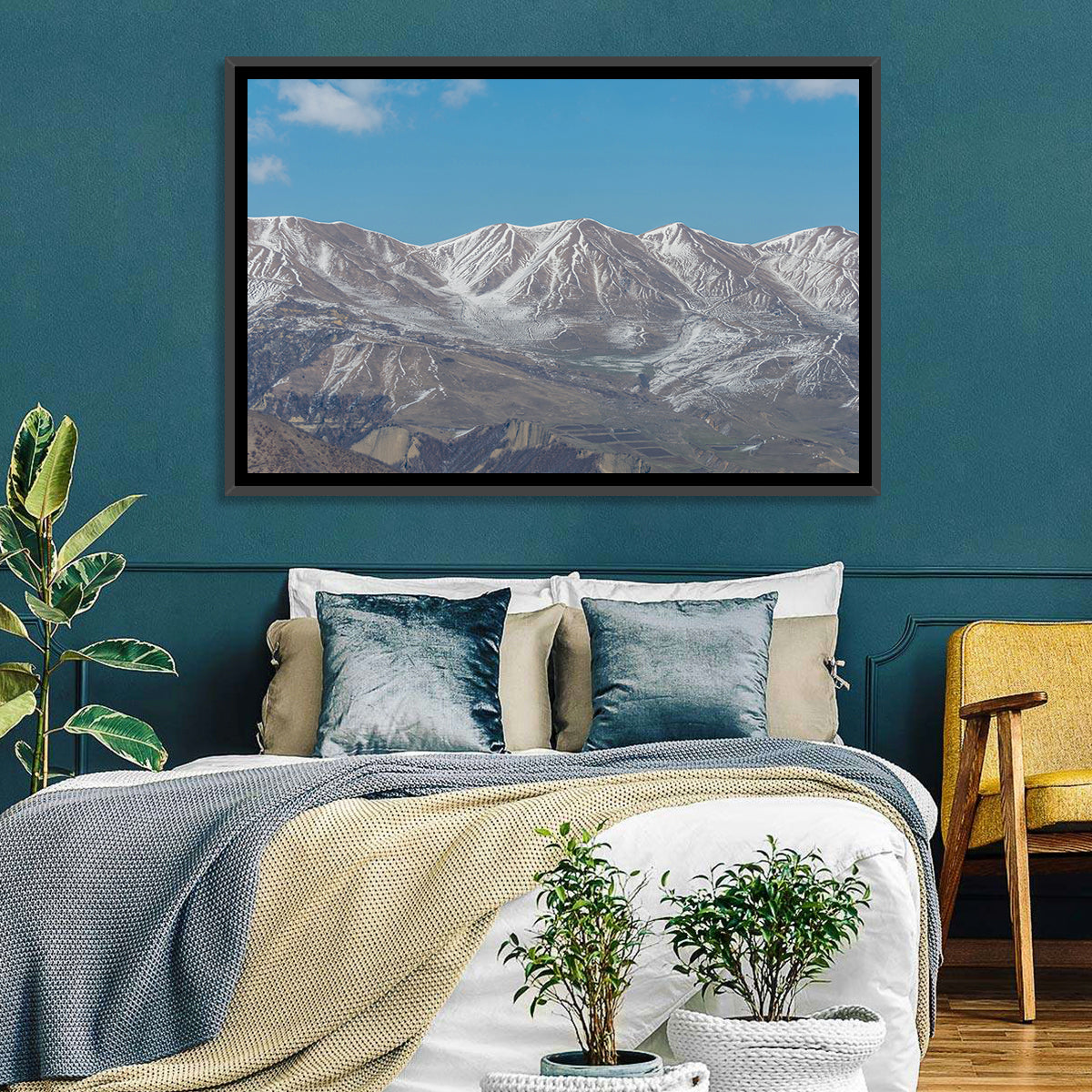 Qusar Mountains Wall Art in a room, landscape