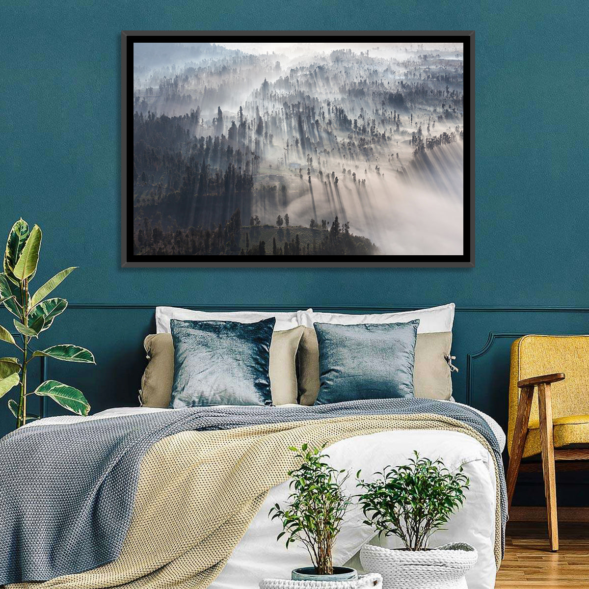 Misty Forest Sunrise Wall Art