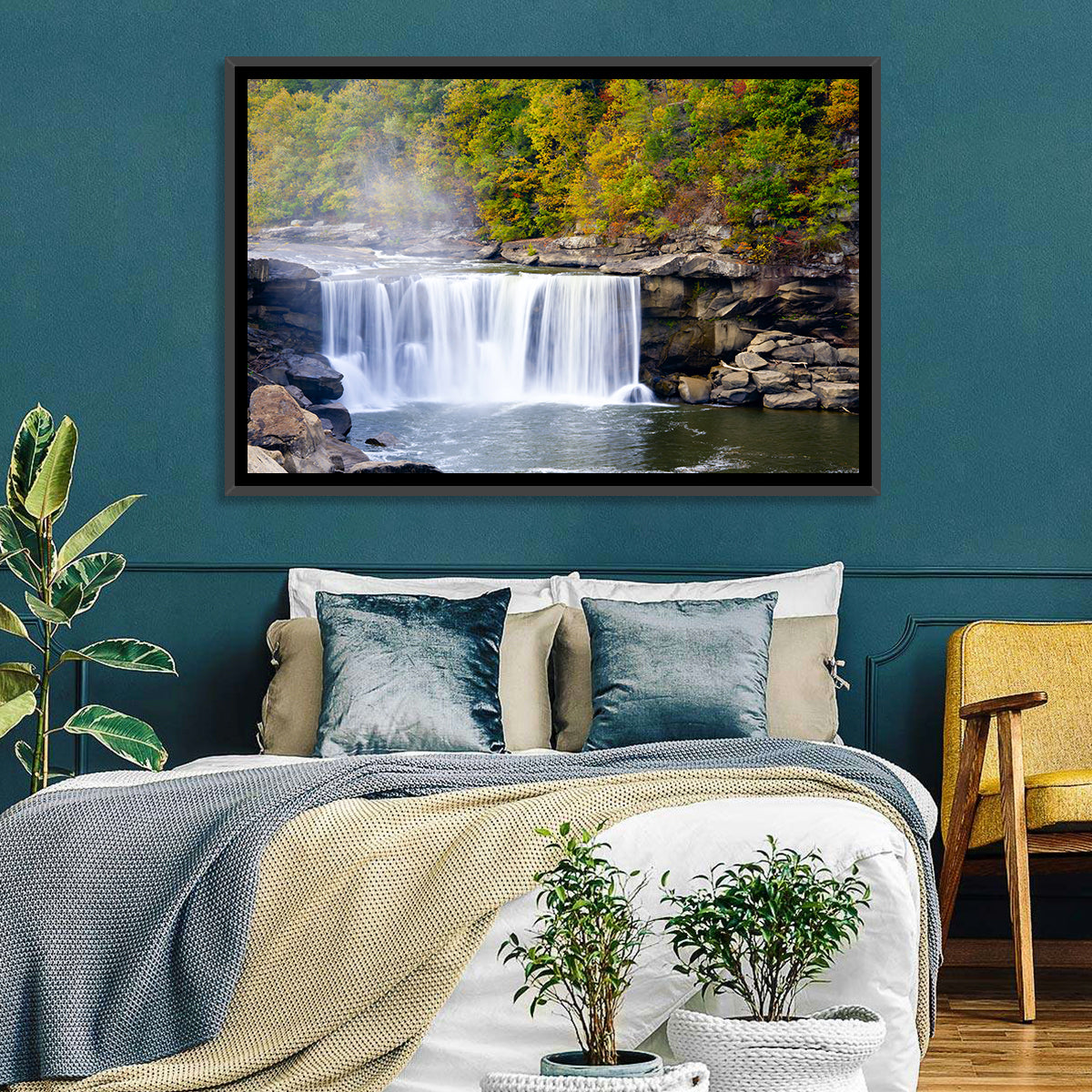 Cumberland Falls Long Exposure Wall Art in a room, landscape