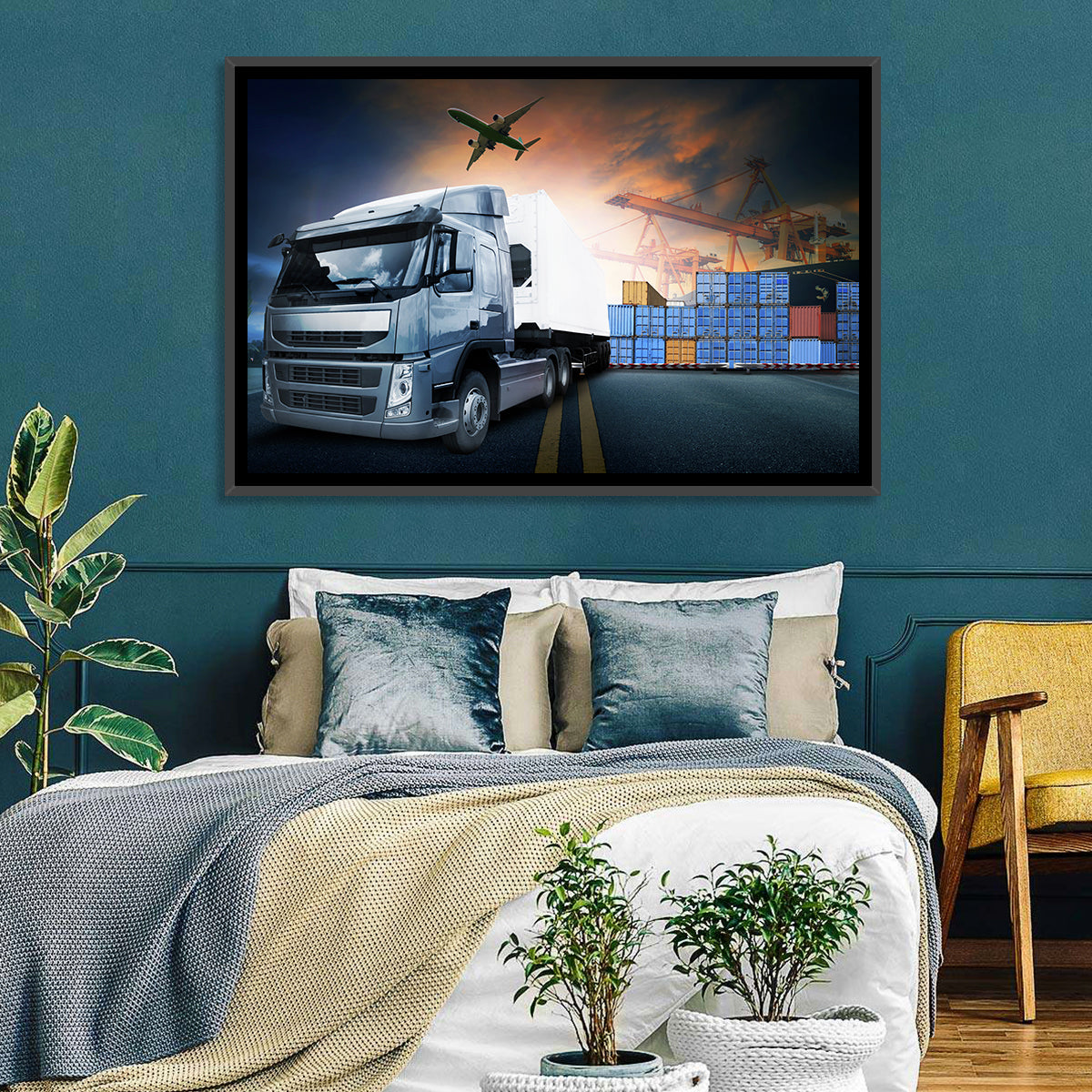 Sunset Freight Terminal Truck Scene Wall Art