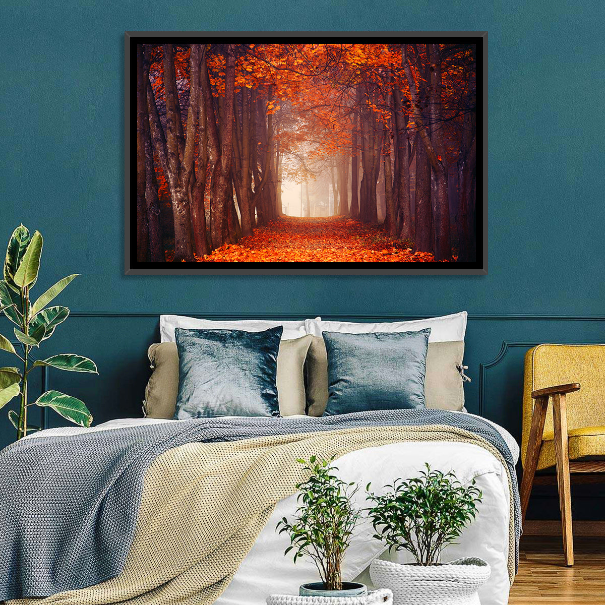 Misty Autumn Forest Path Wall Art