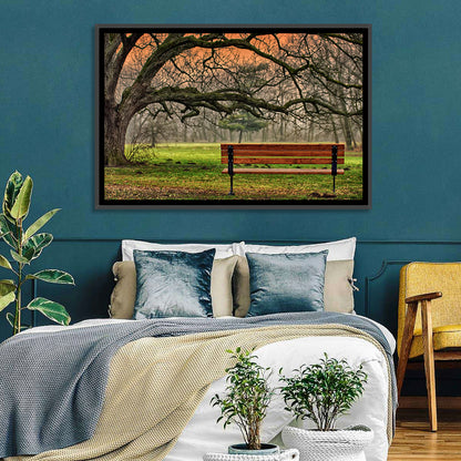 Misty Autumn Park Bench Wall Art