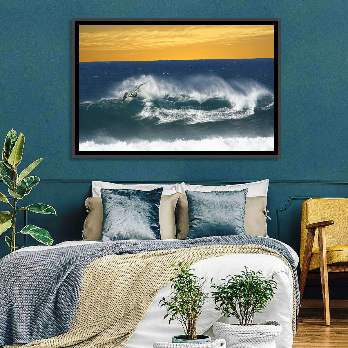Windsurfer at Golden Wave Wall Art in a room, landscape