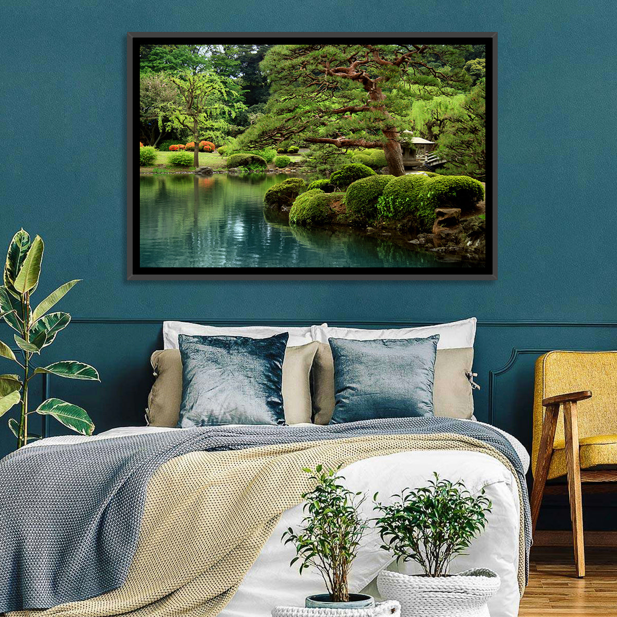 Bonsai Pine Over Tranquil Pond Wall Art