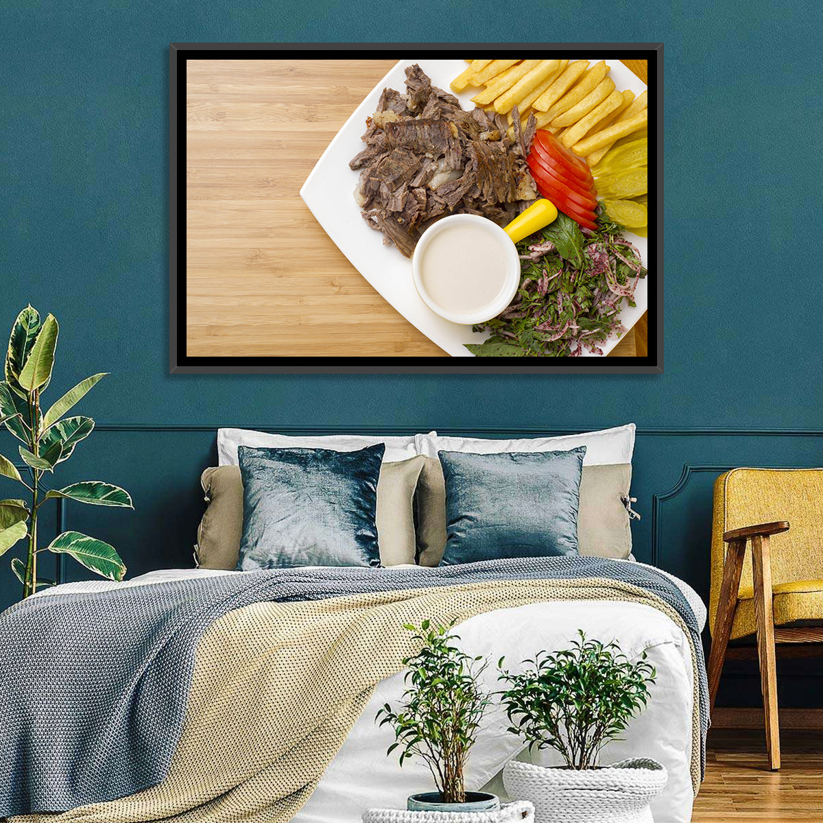 Shawarma and Fries Flat Lay Wall Art