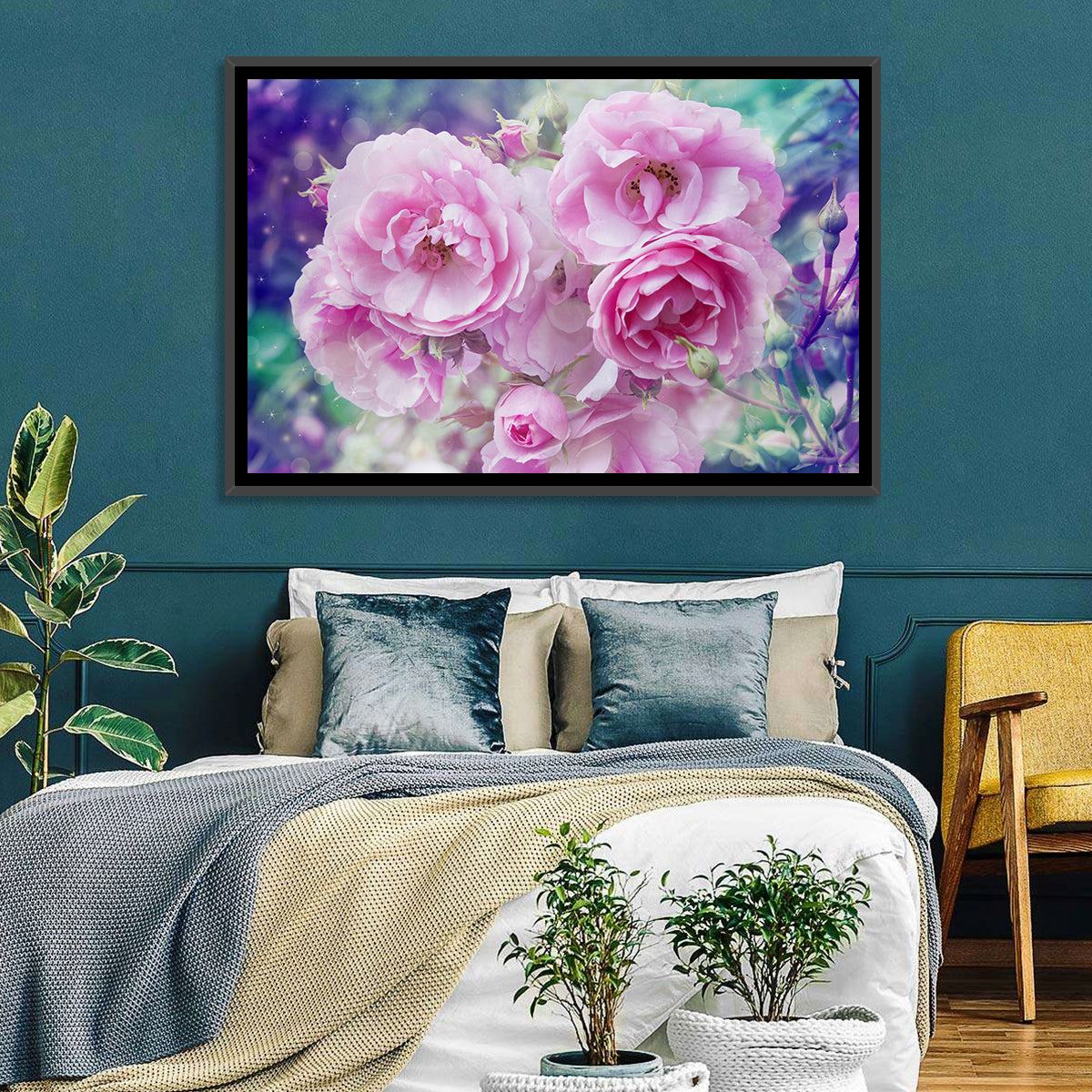 Springtime Pink Rose Cluster Wall Art