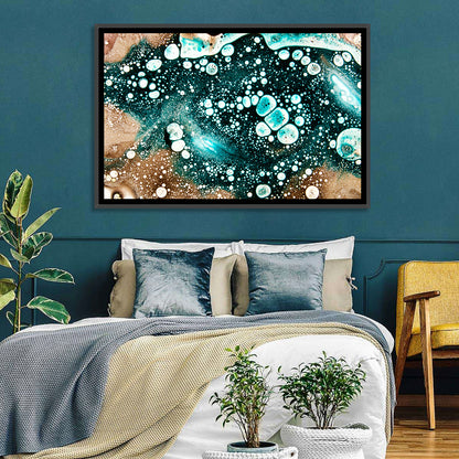 Teal Oil and Water Bubble Abstract Wall Art