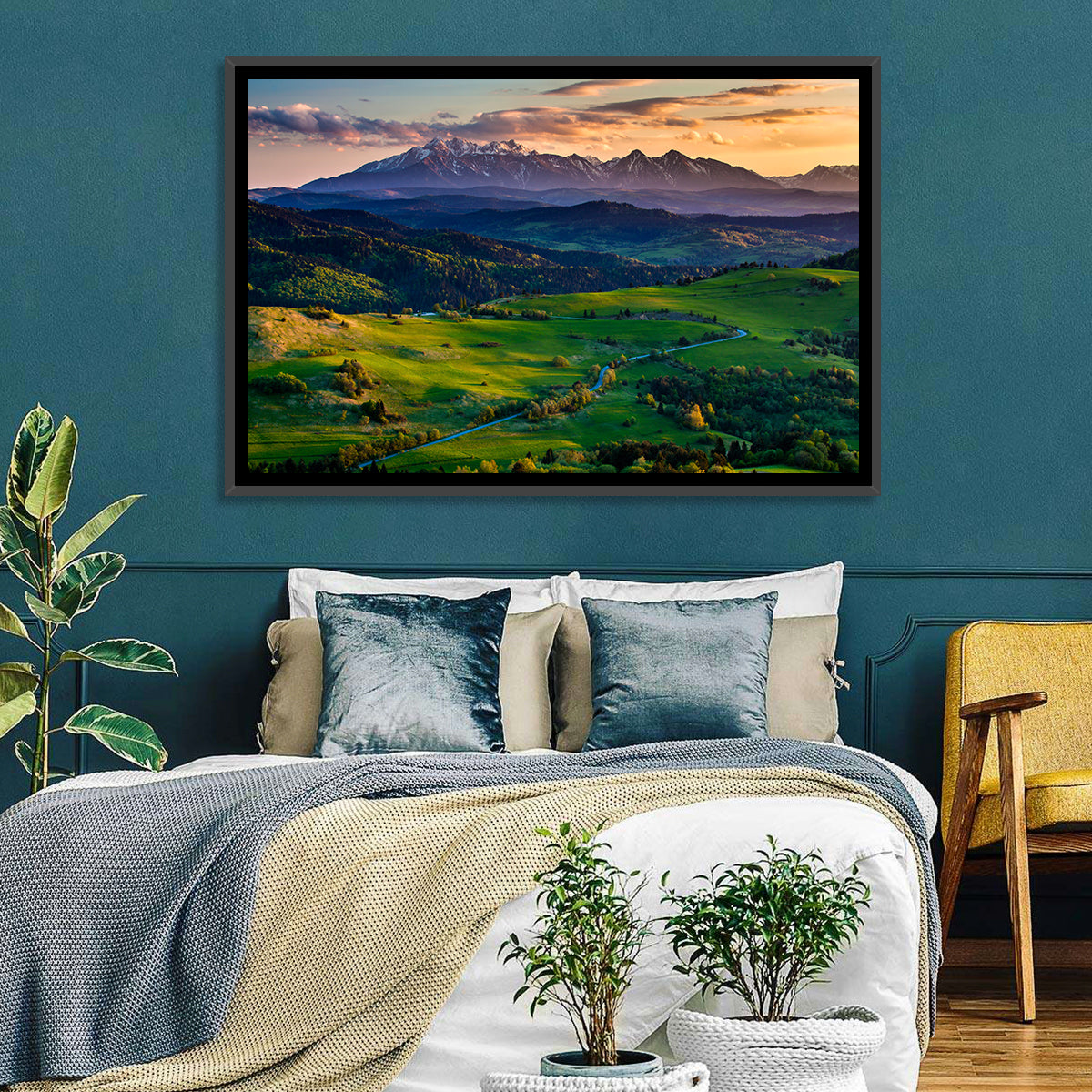 Tatras Golden Hour Vista Wall Art in a room, landscape