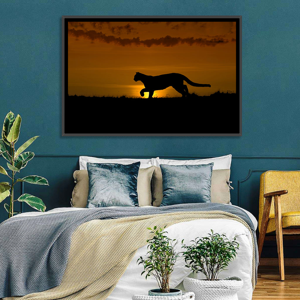 Cougar Silhouette at Sunset Wall Art