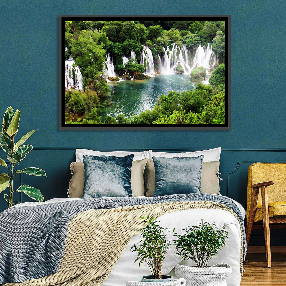 Kravice Falls Wall Art in a room, landscape