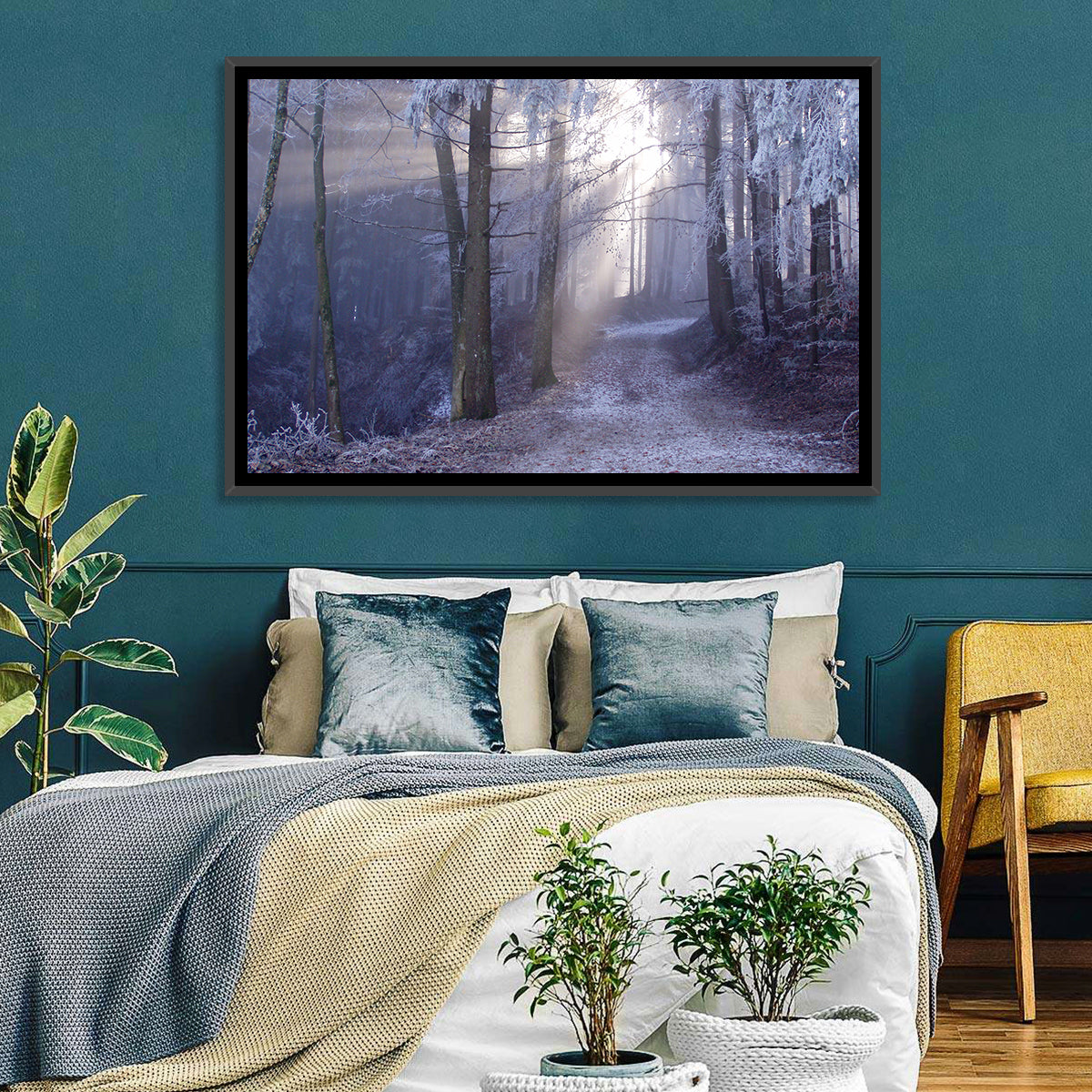 Frosted Forest Path at Dawn Wall Art