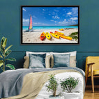 Yellow Kayaks on Tropical Beach Wall Art