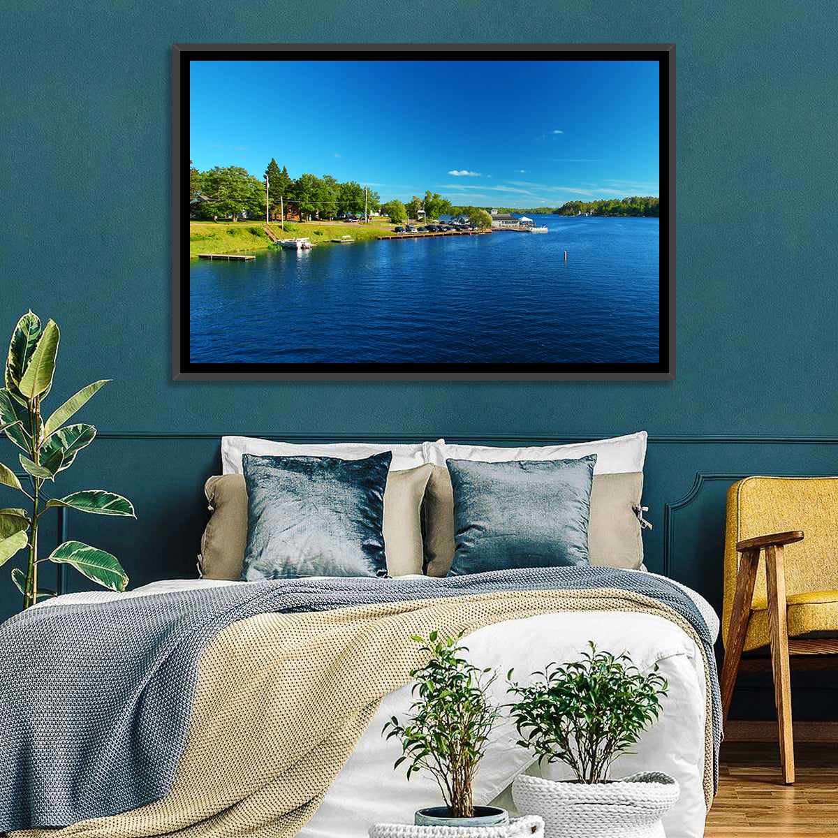 Lake Minocqua Wall Art in a room, landscape