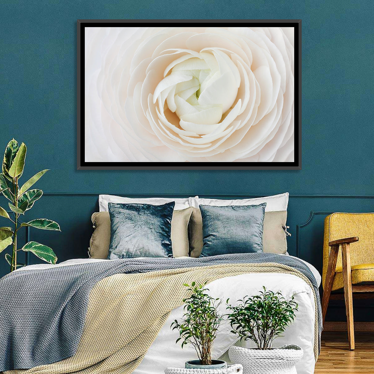 Peach Ranunculus Macro Bloom Wall Art