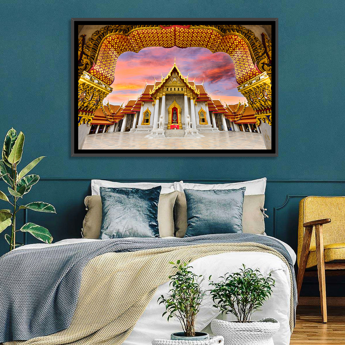 Marble Temple at Sunset Wall Art in a room, landscape