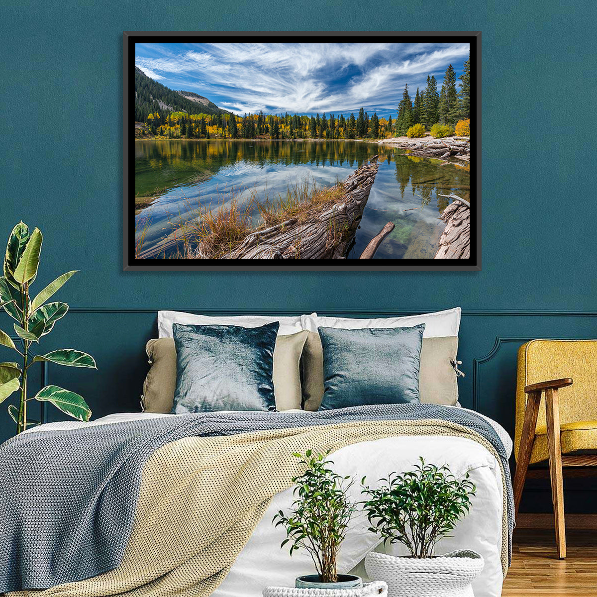 Autumn Lake Colorado Wall Art in a room, landscape
