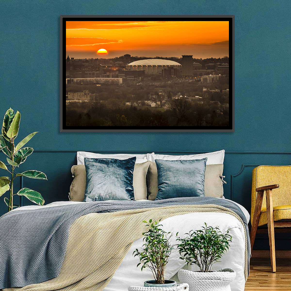 Syracuse University Hill Skyline Wall Art in a room, landscape