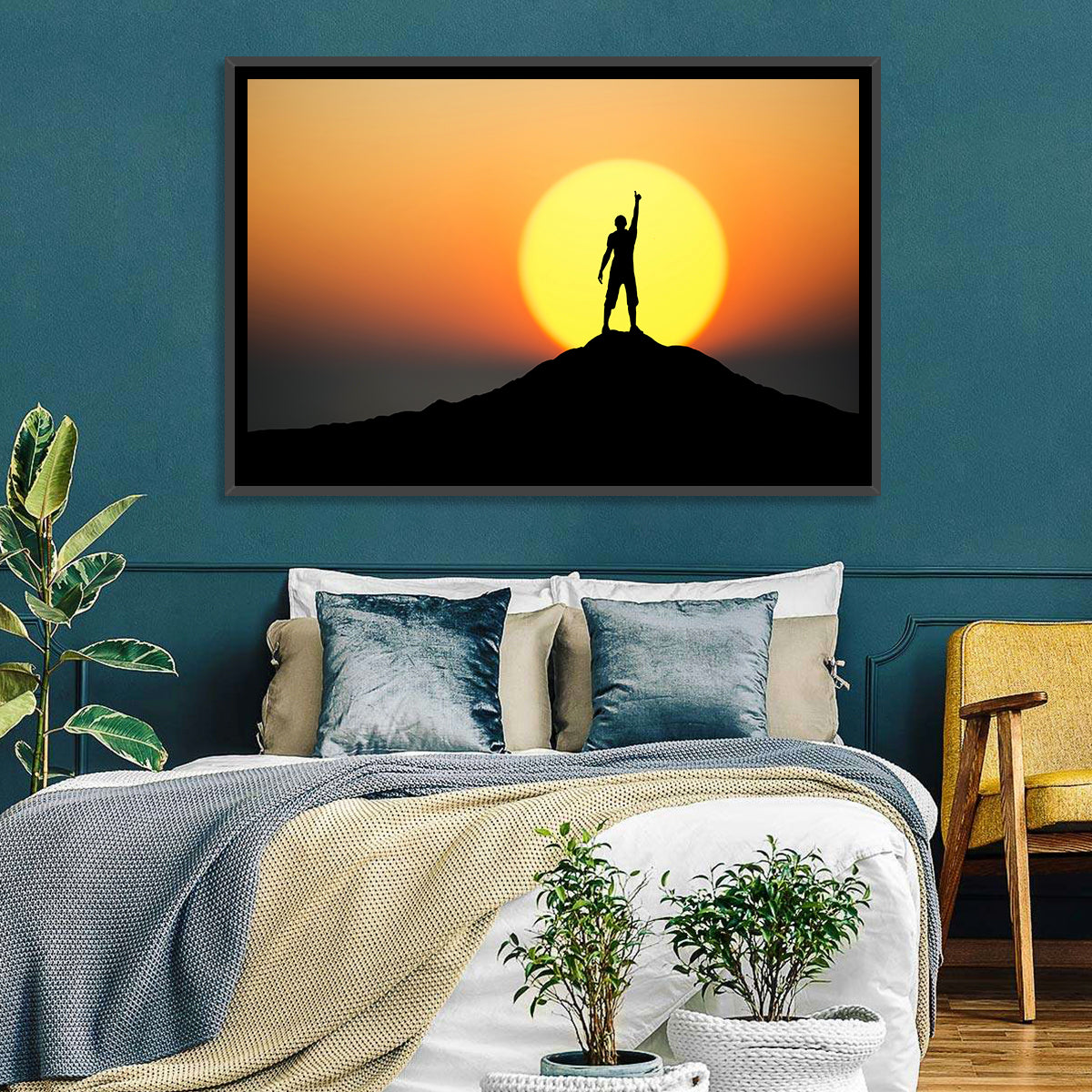 Champion Silhouette at Sunset Wall Art in a room, landscape