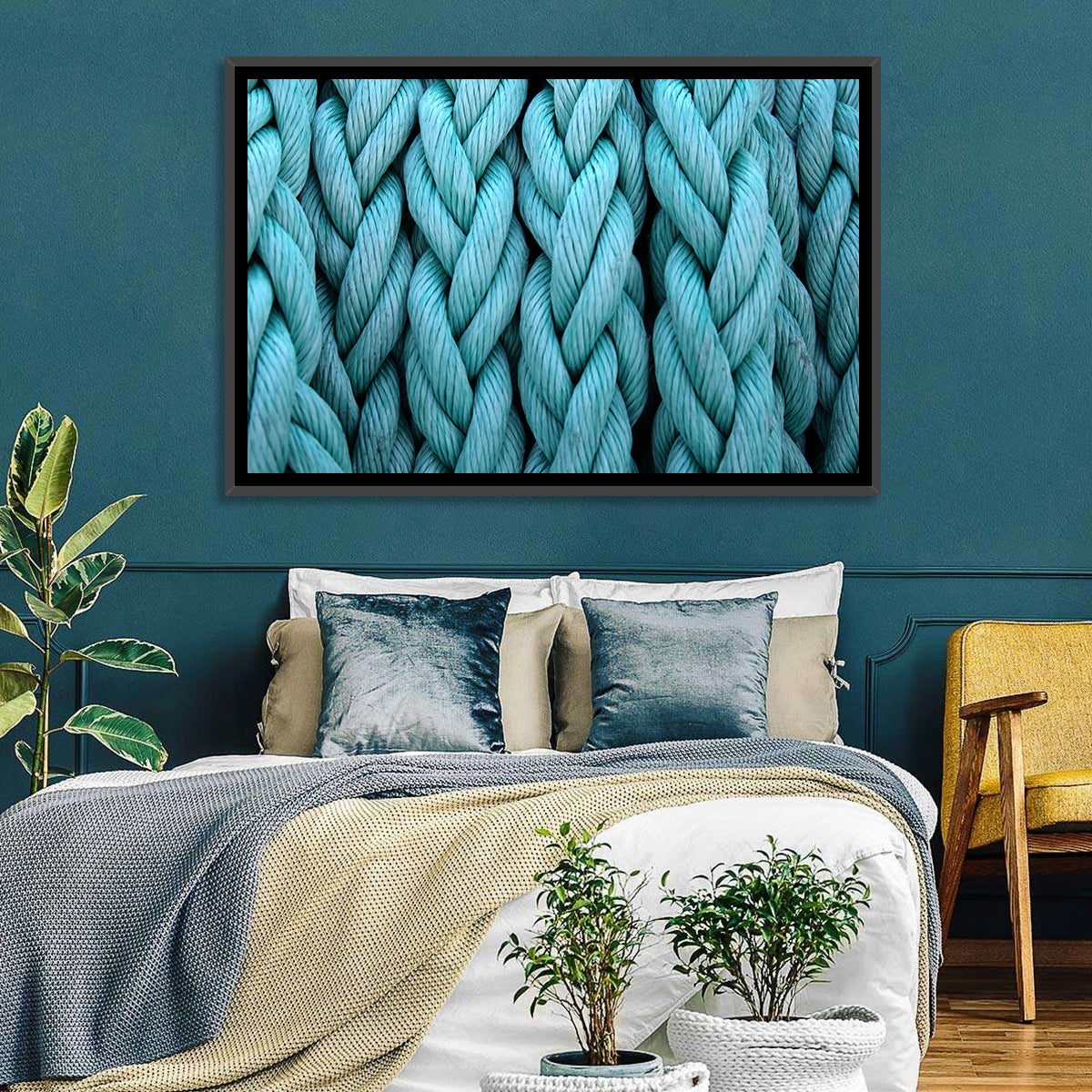 Turquoise Nautical Rope Close-up Wall Art