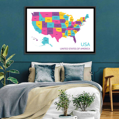Detailed United States Map Wall Art