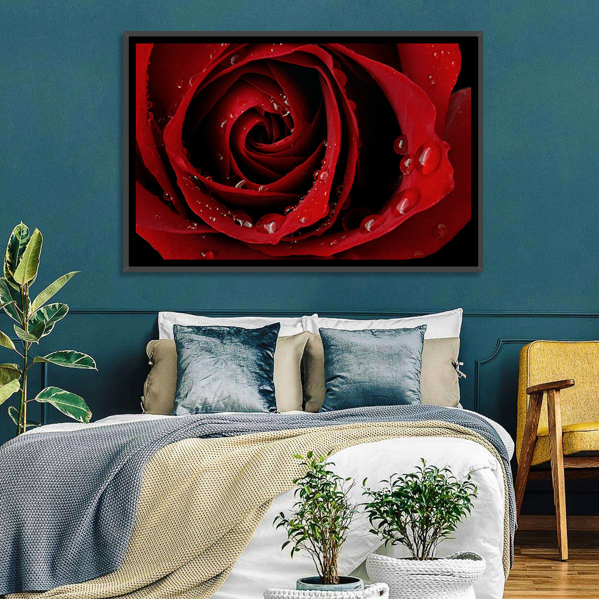Red Rose with Dew Drops Wall Art
