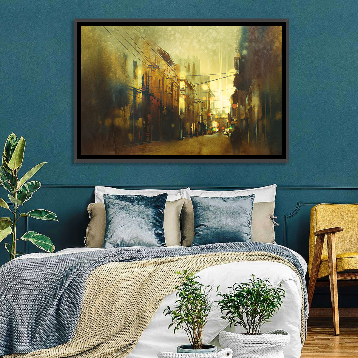 Golden Hour Urban Street Wall Art in a room, landscape