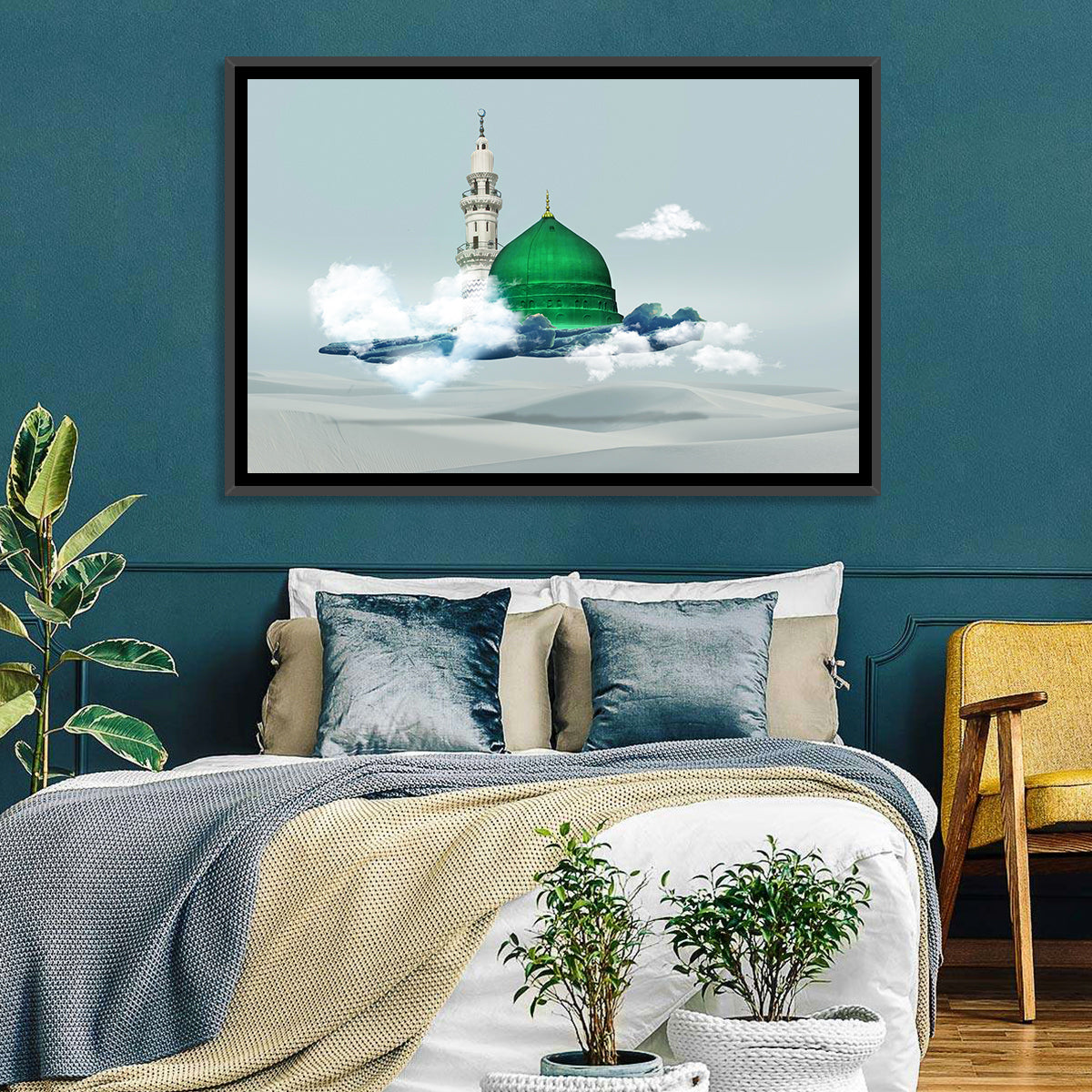 Green Dome of Al-masjid An-nabawi Wall Art in a room, landscape