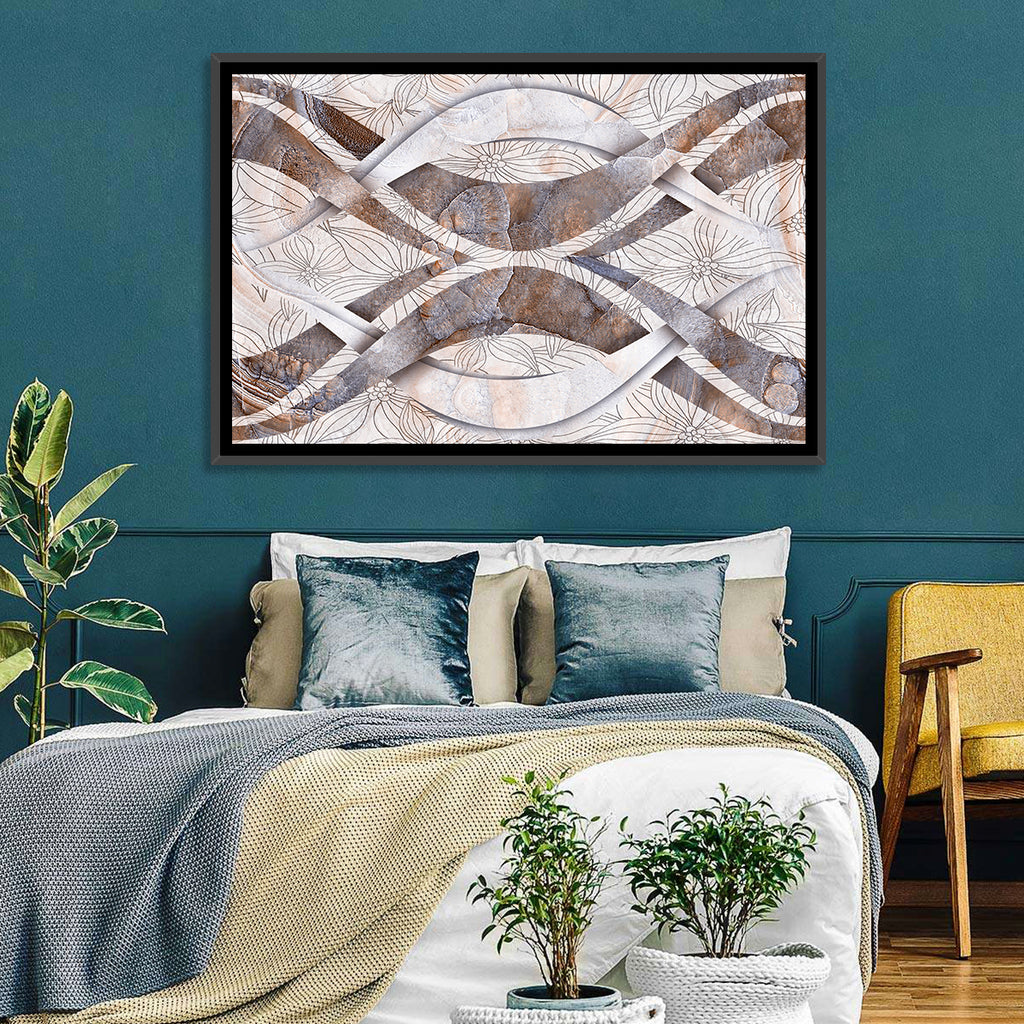 Waving Stone with Line Flowers Wall Art