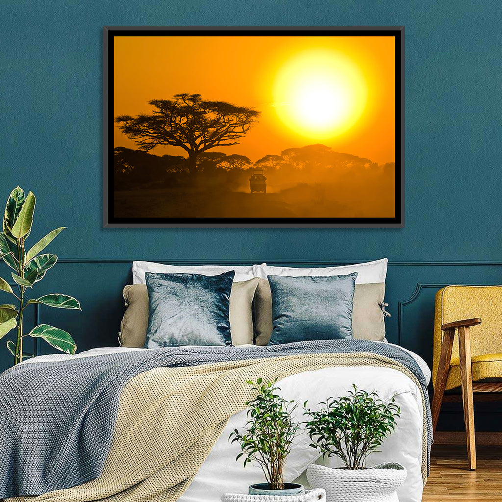 Jeep on Savannah at Sunset Wall Art