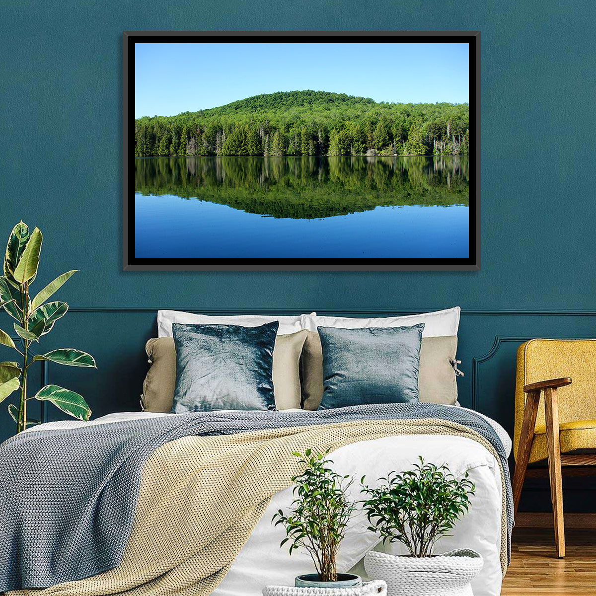 Vermont Mountain Lake Wall Art in a room, landscape