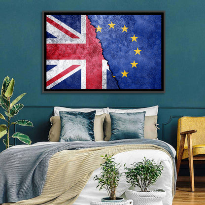 Divided Union Jack and Eu Flag Wall Art