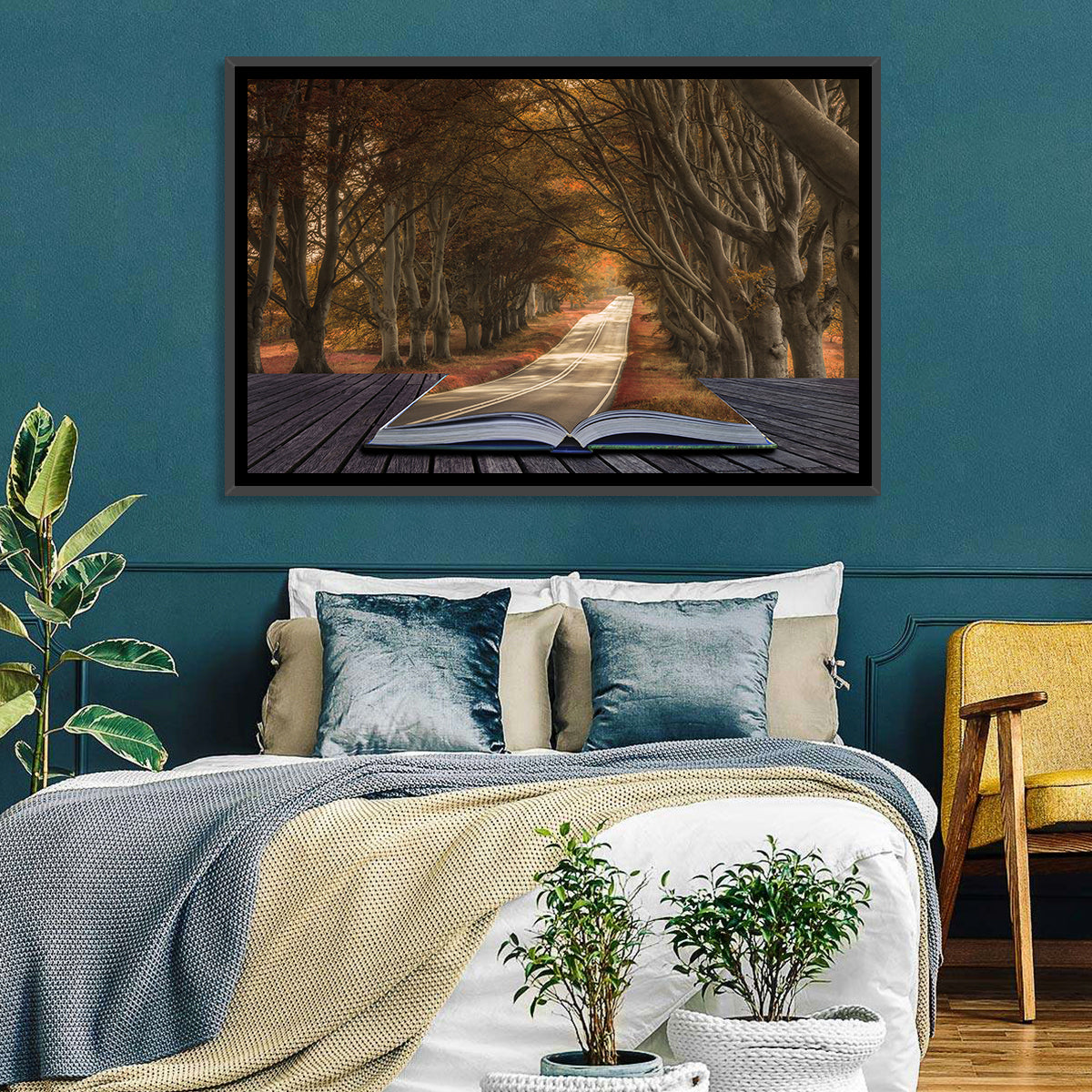 Surreal Book Pathway Wall Art in a room, landscape