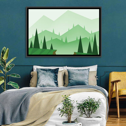 Misty Green Hills Illustration Wall Art
