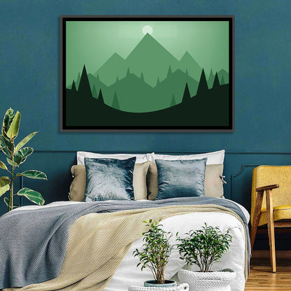 Geometric Mountain Sunset Illustration Wall Art