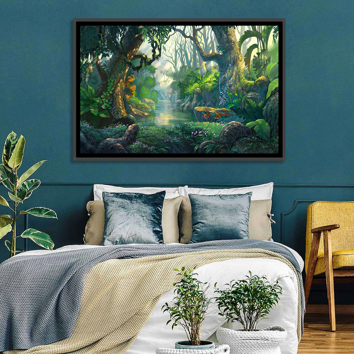 Sunlit Jungle River Wall Art