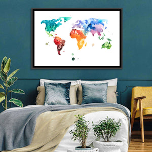 Watercolor World Map Wall Art