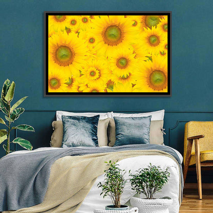 Sunflower Field Close-up in Yellow Wall Art