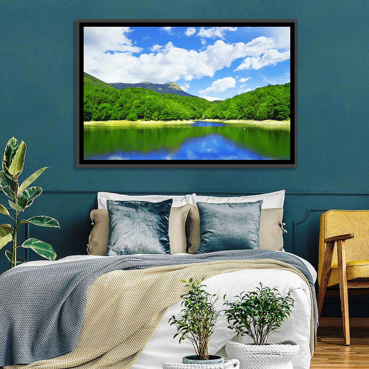 Montseny Mountains from Santa Fe Lake Wall Art in a room, landscape
