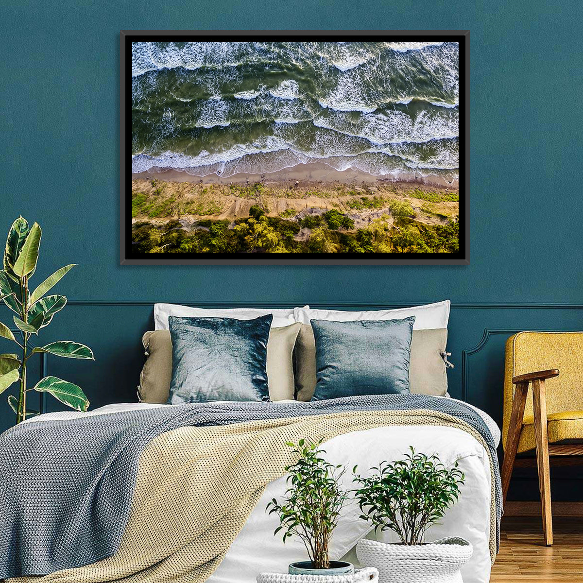Aerial Waves Over Sandy Cliff Wall Art