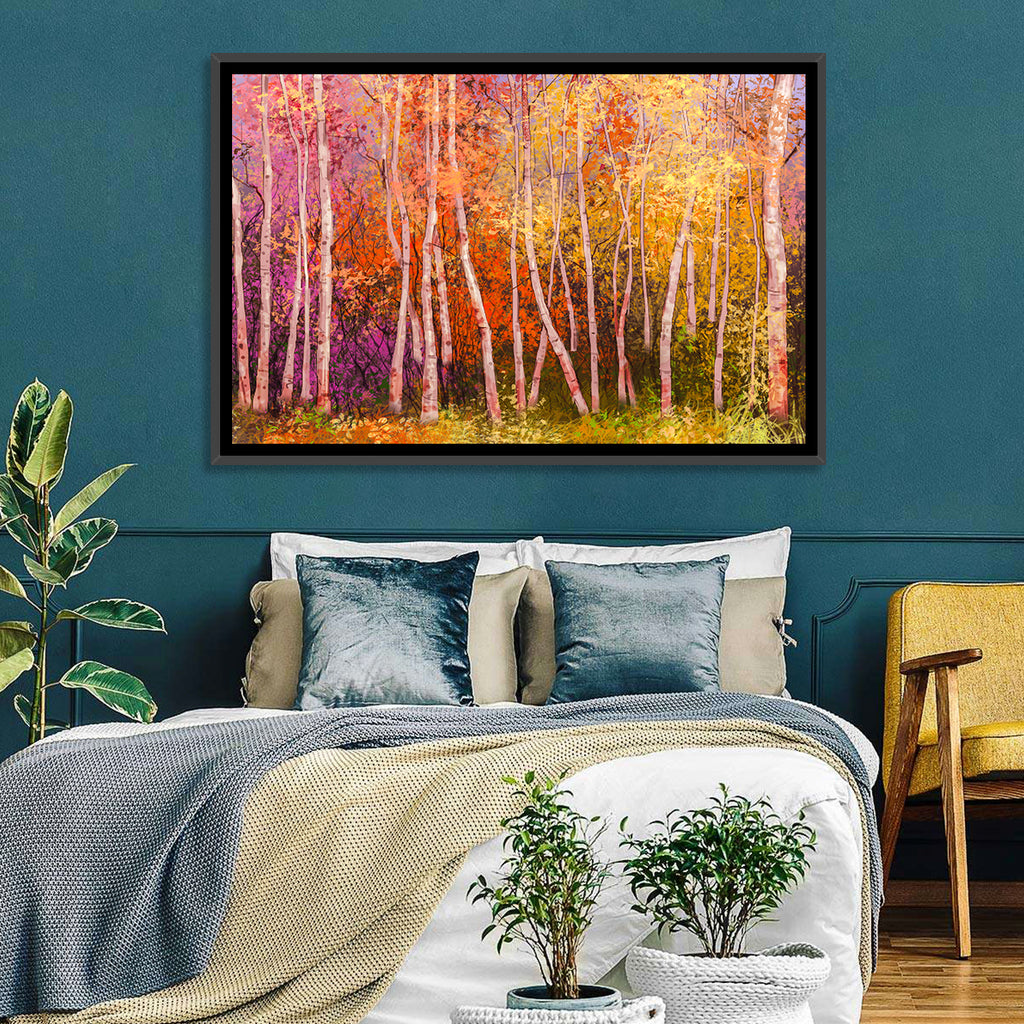 Vibrant Autumn Birch Grove Wall Art