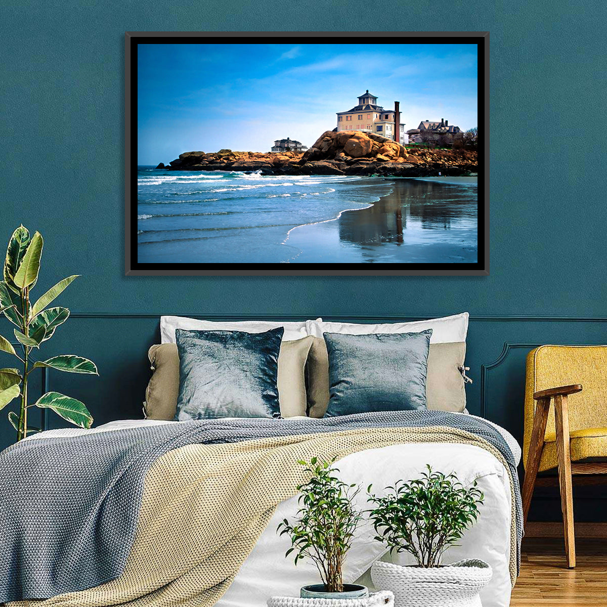 Cape Ann Beach Wall Art in a room, landscape