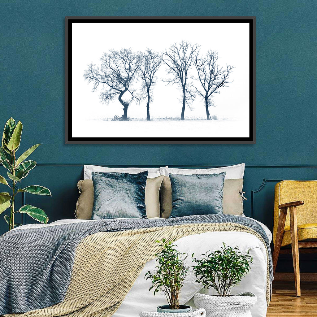Four Bare Trees in Winter Wall Art