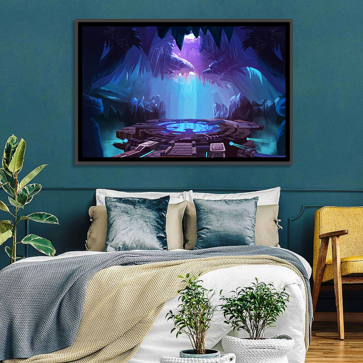 Alien Cave with Glowing Portal Wall Art