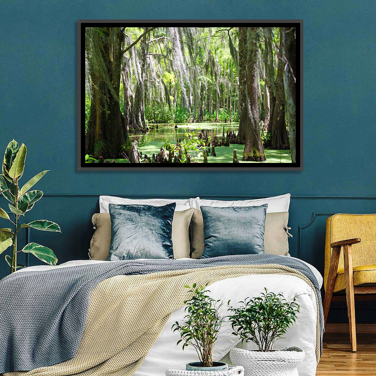 Louisiana Cypress Swamp Wall Art in a room, landscape