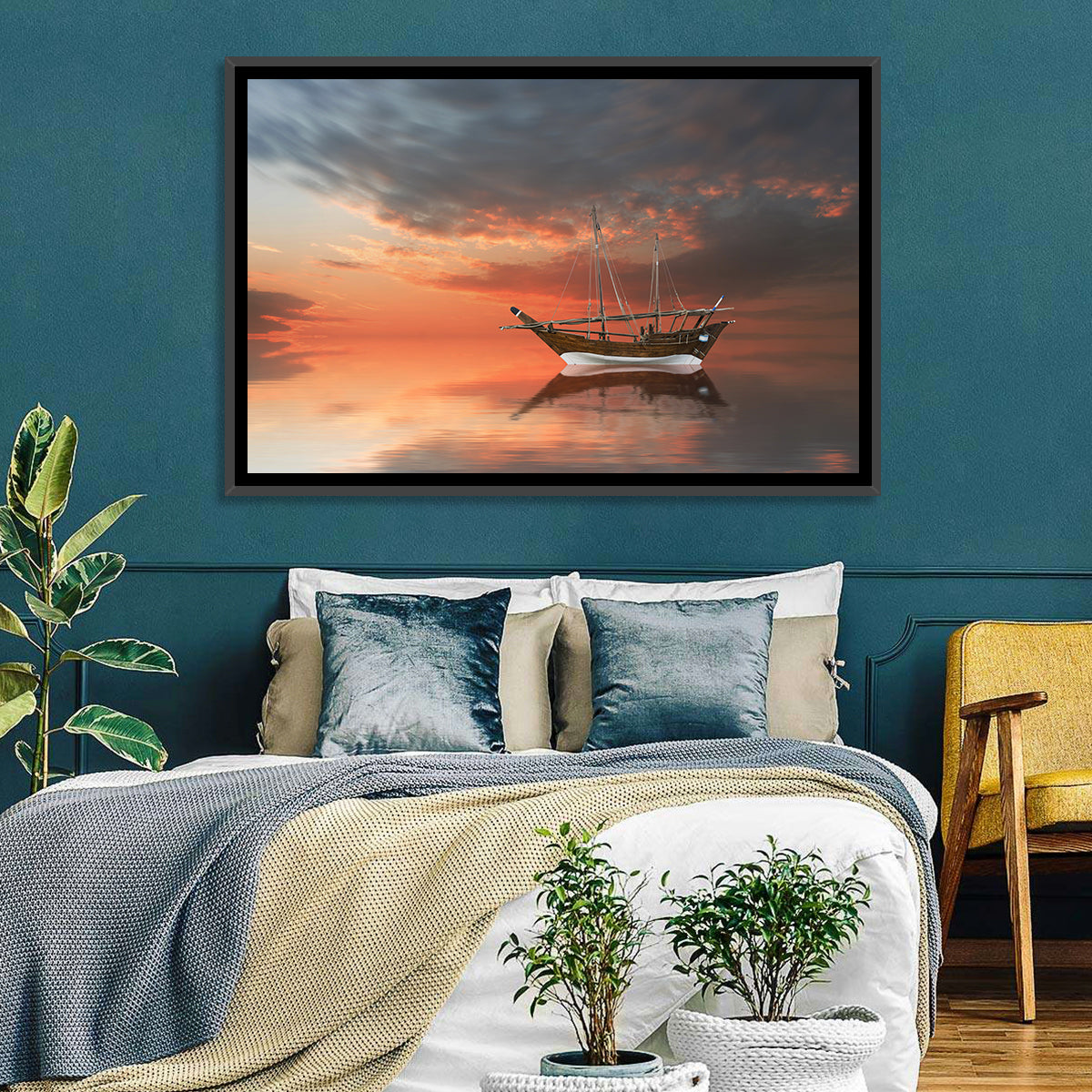 Dhow at Sunset Wall Art