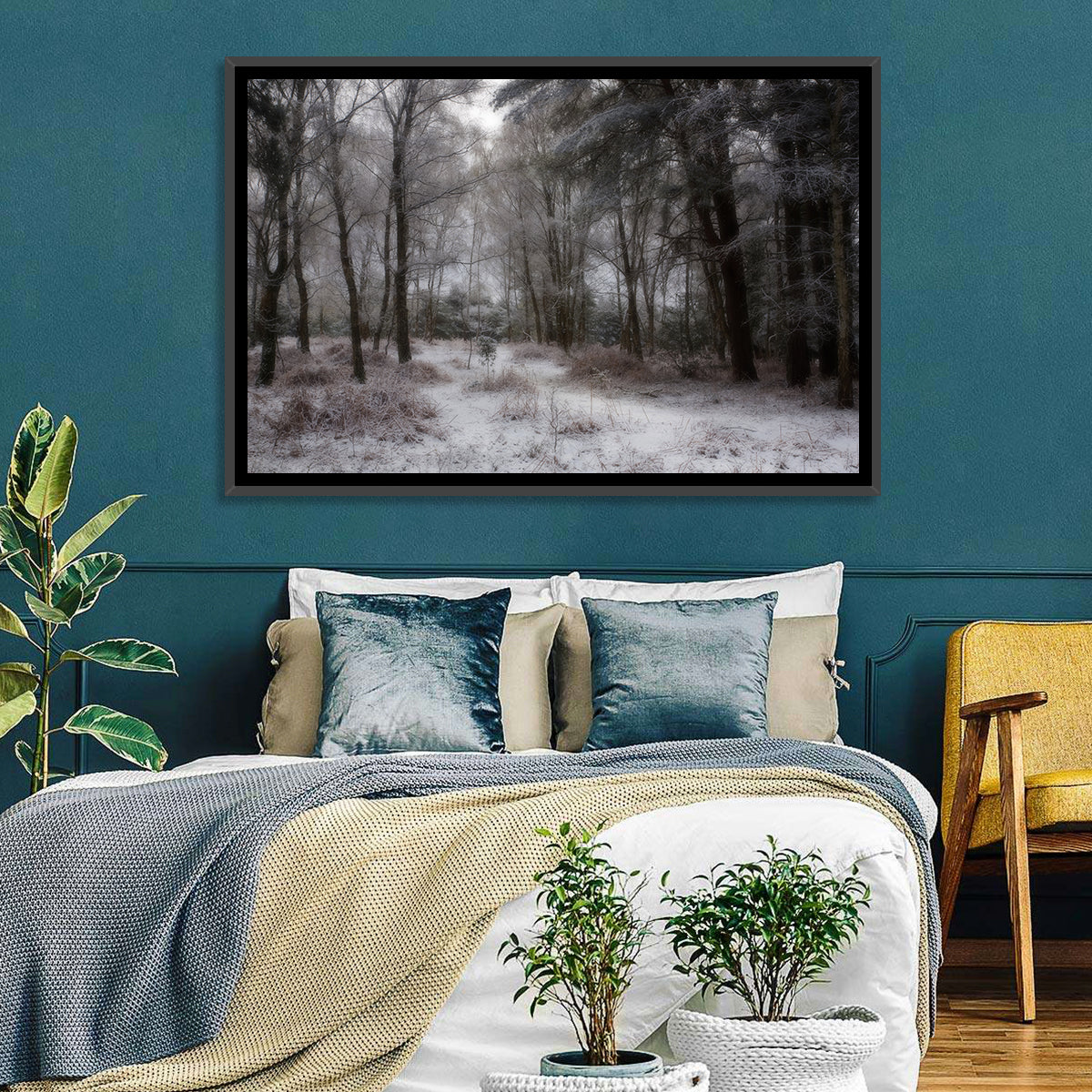 New Forest Winter Path Wall Art in a room, landscape
