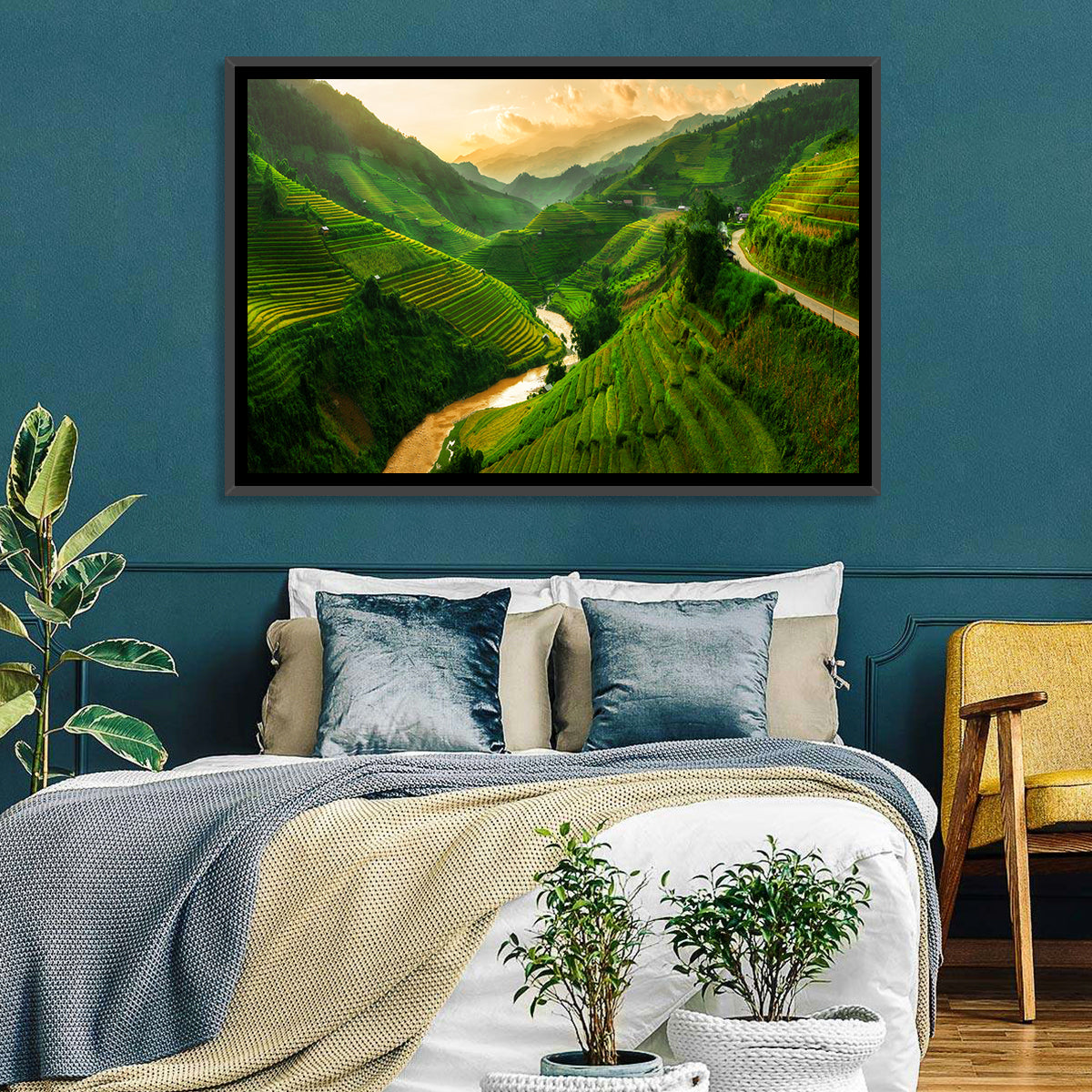 Mu Cang Chai Rice Terraces Wall Art in a room, landscape