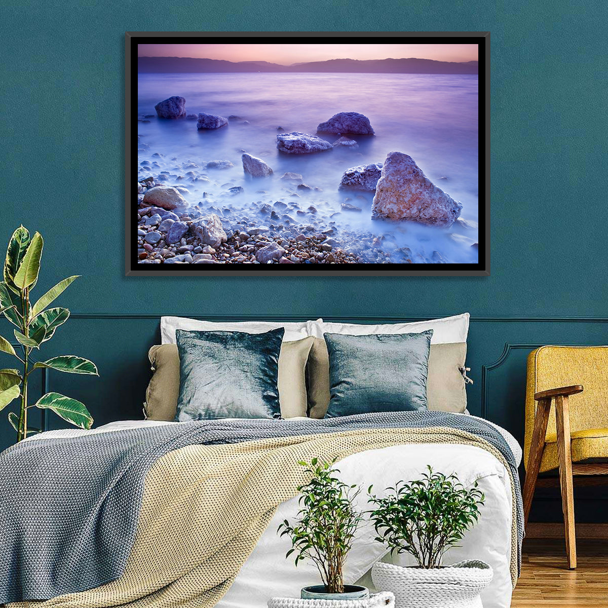 Dead Sea Salt Rocks at Dawn Wall Art in a room, landscape