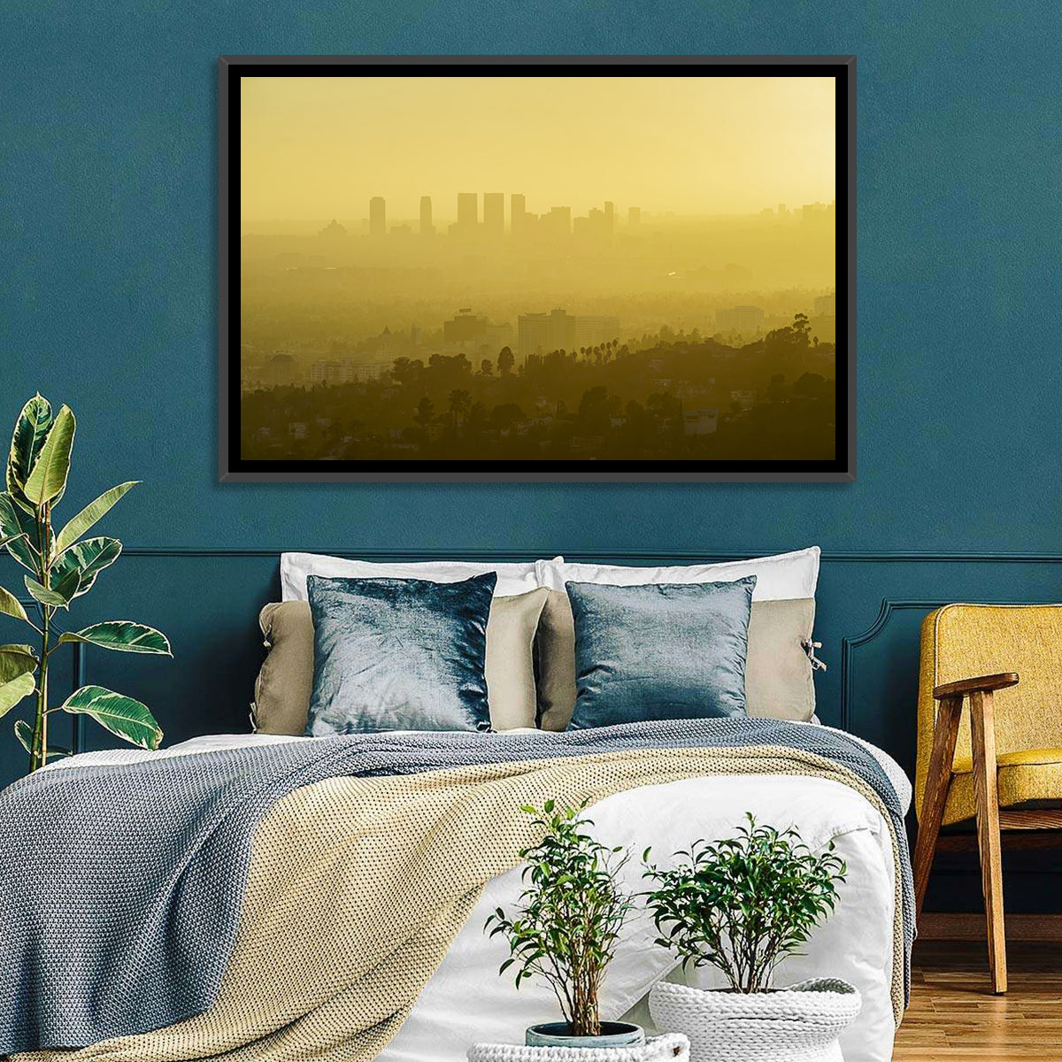 Westwood Los Angeles in Golden Haze Wall Art in a room, landscape