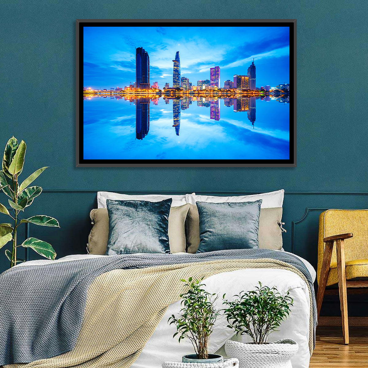 Ho Chi Minh City Skyline at Twilight Wall Art in a room, landscape